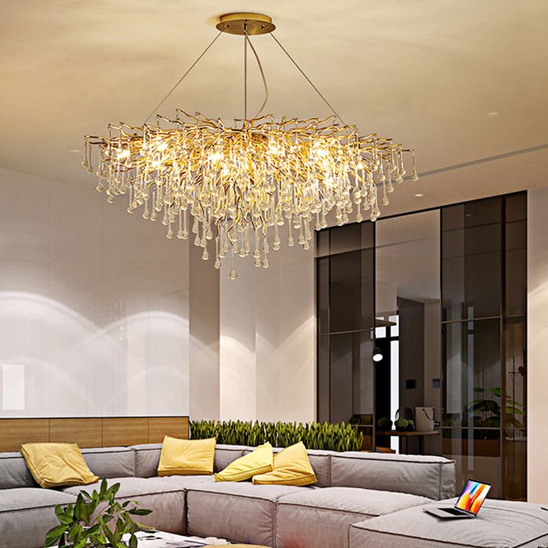 Guveget Pendant Light Tassel Luxury, Metal/Crystal, Gold, Bedroom