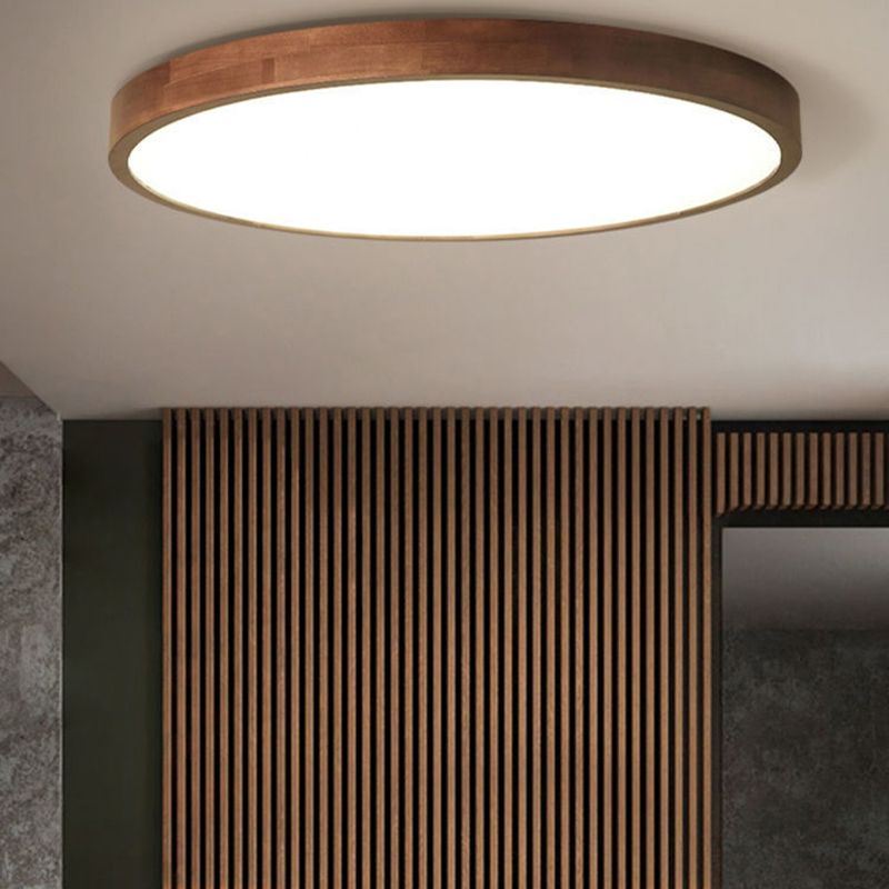 Fomalan Modern Geometric Walnut LED Flush Mount Ceiling Light