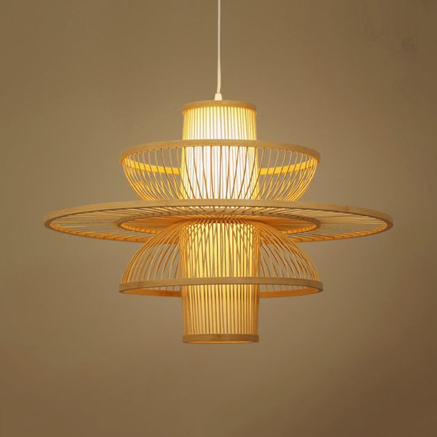 Zalepis Lotus-Shaped Rattan Pendant Light