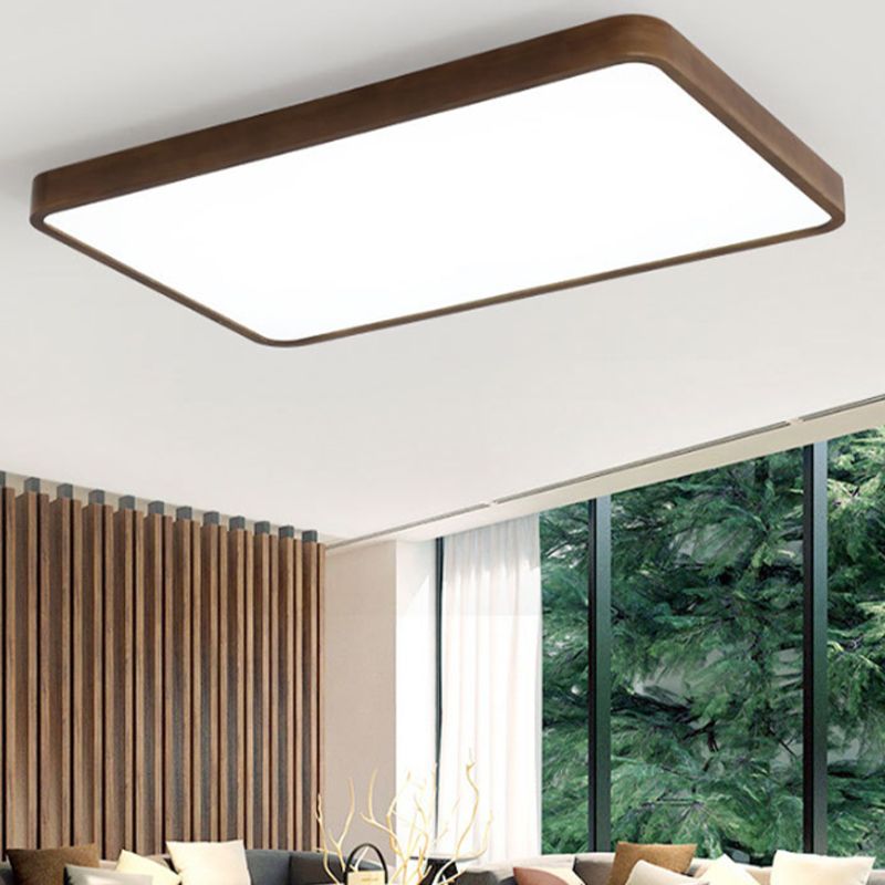 Fomalan Modern Geometric Walnut LED Flush Mount Ceiling Light
