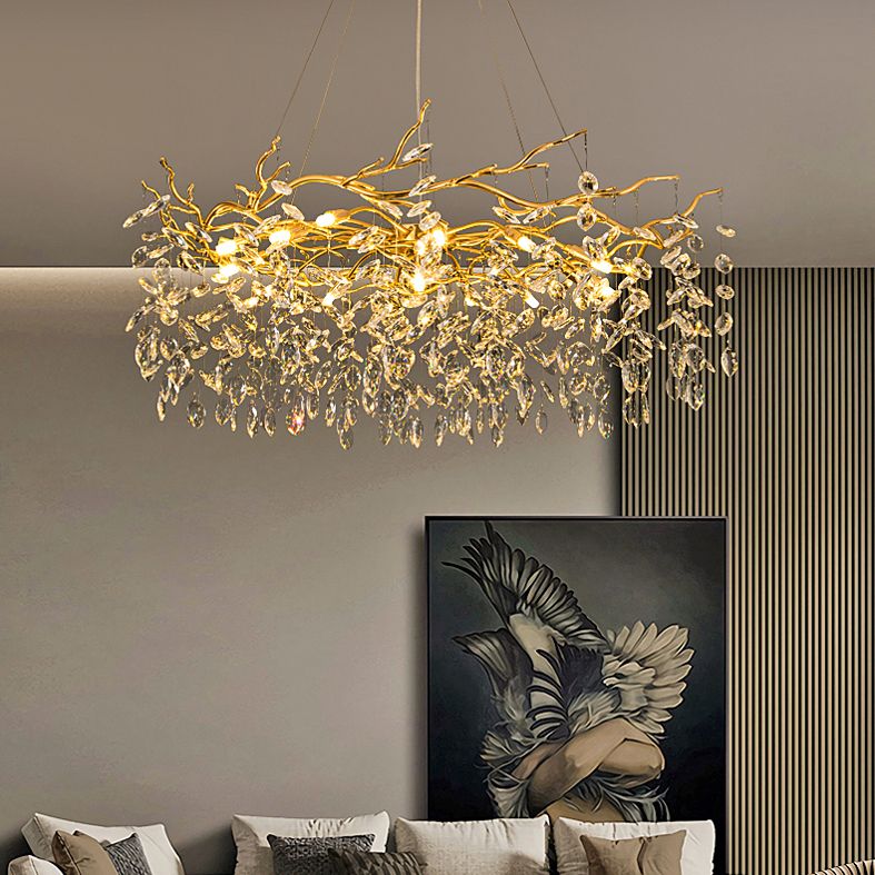 Wonatik Contemporary Gold Glass Crystal Chandelier