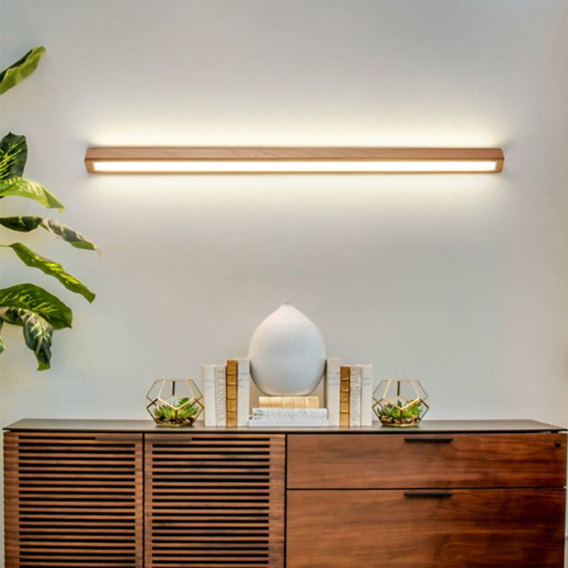 Varelin Wall Lamp Linear Mirror Wooden Front Vanity-Neutral Decor