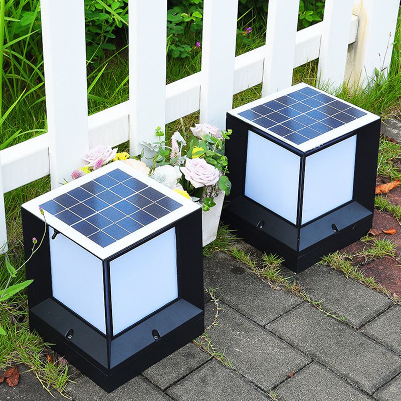 Nuvipem Modern Simple Rectangle Metal Outdoor Floor Lamp, Black