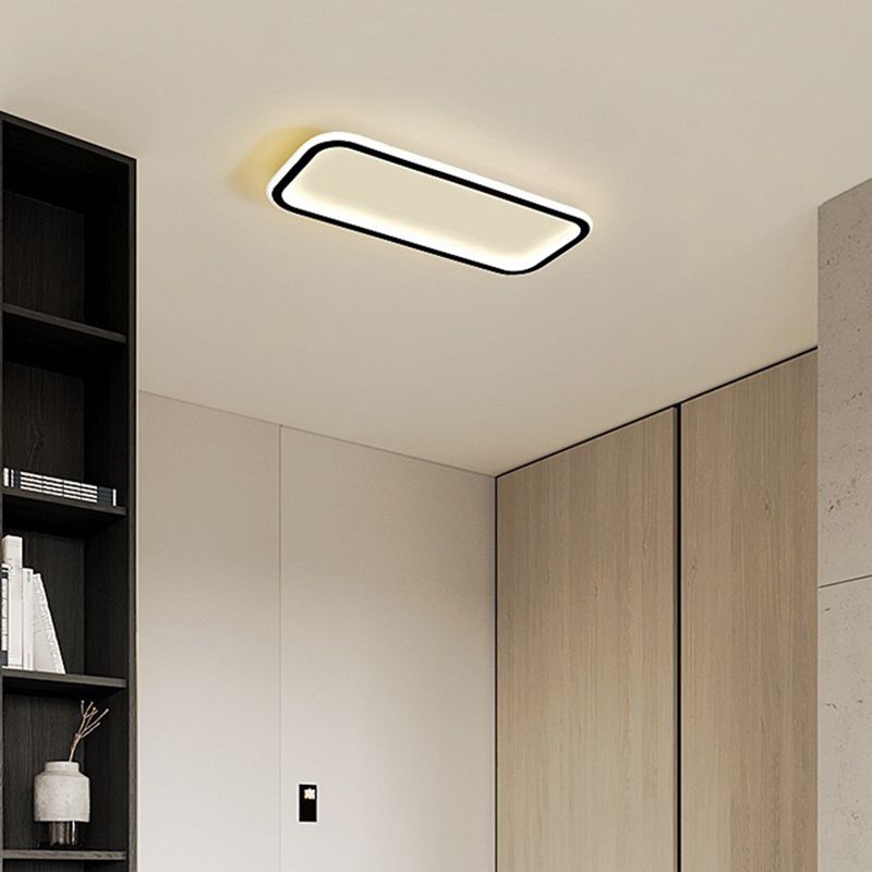 Zanumor Minimalist Flush Mount Black Frame Rectangular Ceiling Light