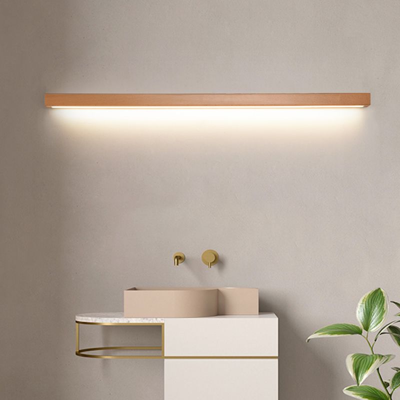 Varelin Wall Lamp Linear Mirror Wooden Front Vanity-Neutral Decor