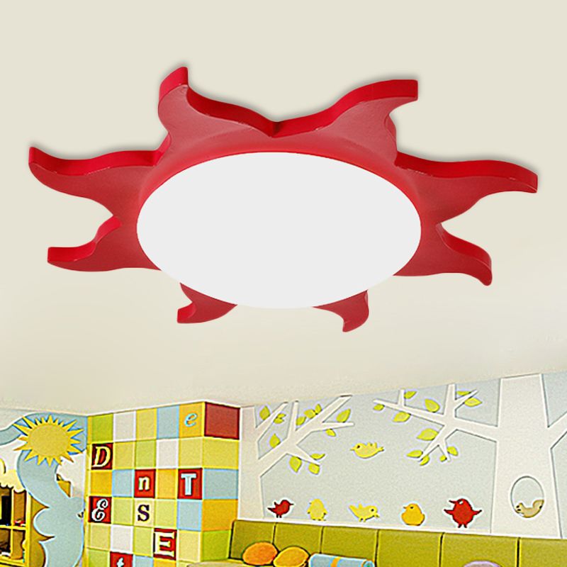 Hedatom Modern Sun Round Flush Mount Ceiling Light, Red/Yellow/Blue/Green, Bedroom
