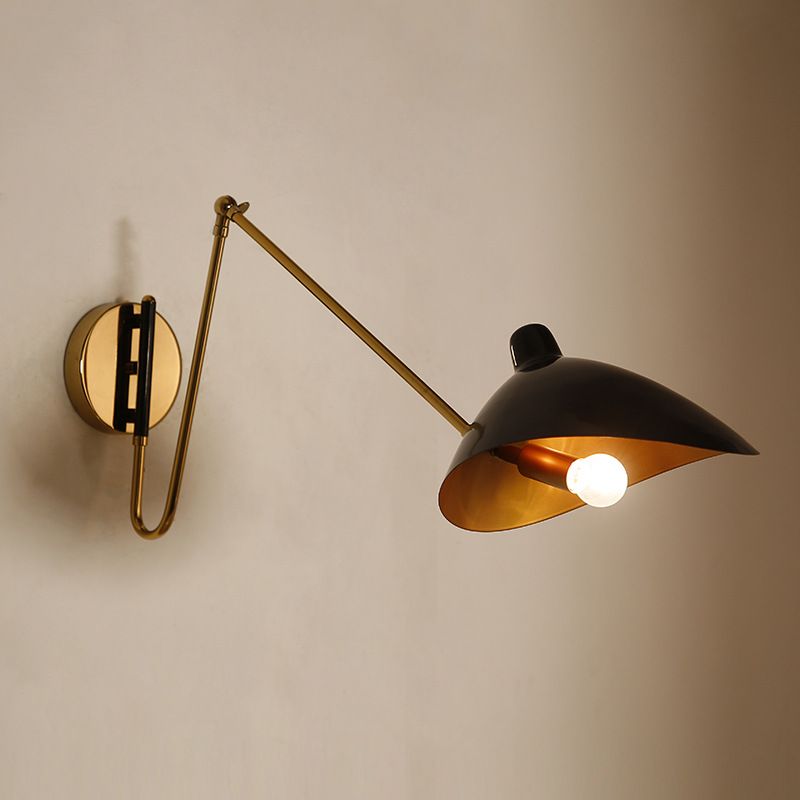 Faturor Industrial Swing Arm Vanity Wall Lamp, Black/Gold