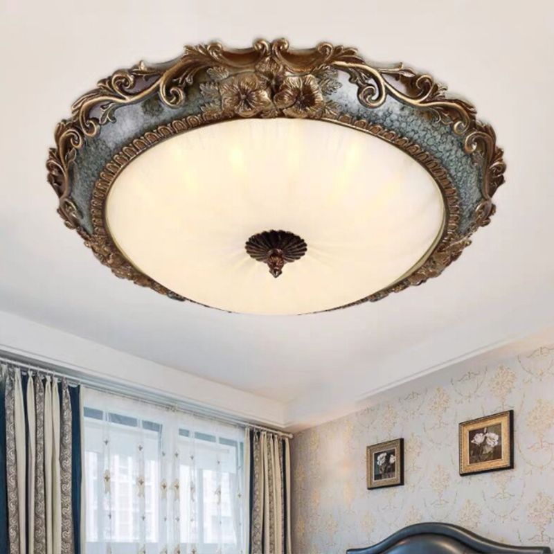 Midesas Flush Mount Ceiling Light, Brass/Resin