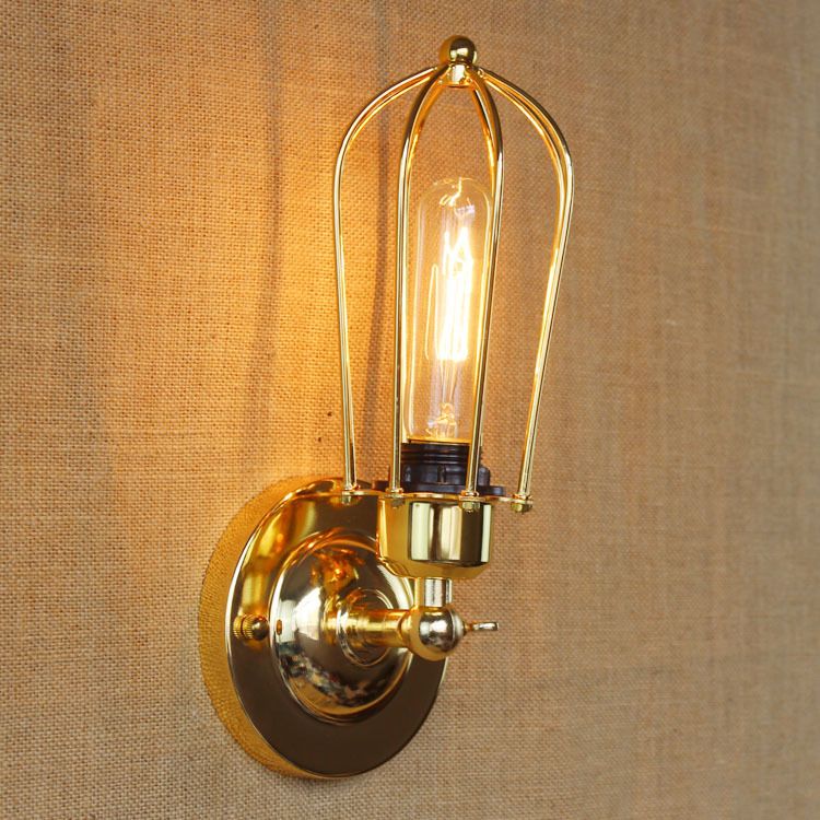 Bovevin Vintage Iron Wall Lamp, Black/Rust/Bronze/Gold/Silver