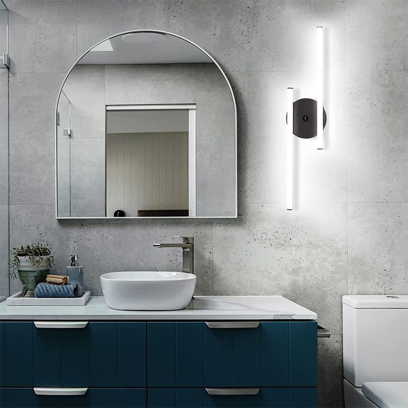 Divipos Modern Bi-Linear LED Vanity Wall Lamp, Black/Silver