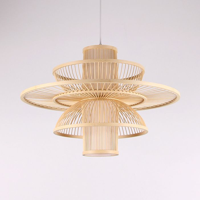Zalepis Lotus-Shaped Rattan Pendant Light