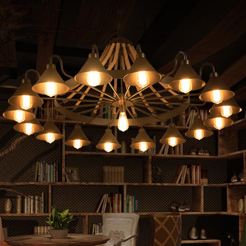 Jopabek Vintage Industrial Rope Chandelier Living Room