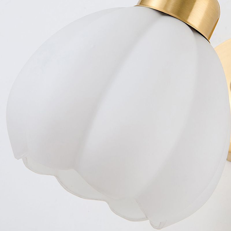 Jekumut Nordic Flower Vanity Glass Metal Wall Lamp, Gold/Ivory