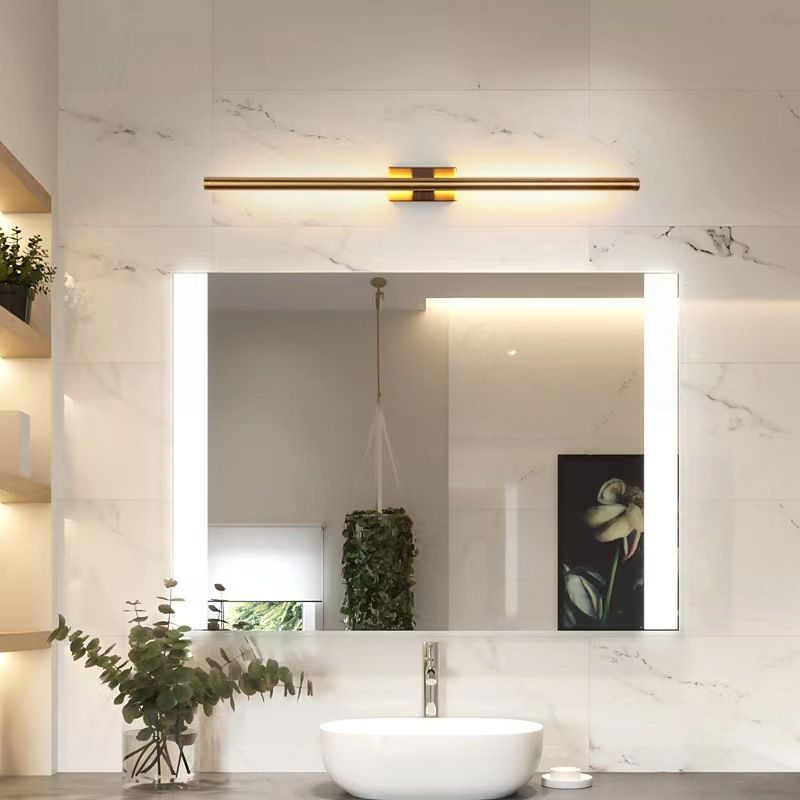 Wegader Modern Linear Metal& Bedroom Wall Lamp, Black/Brass