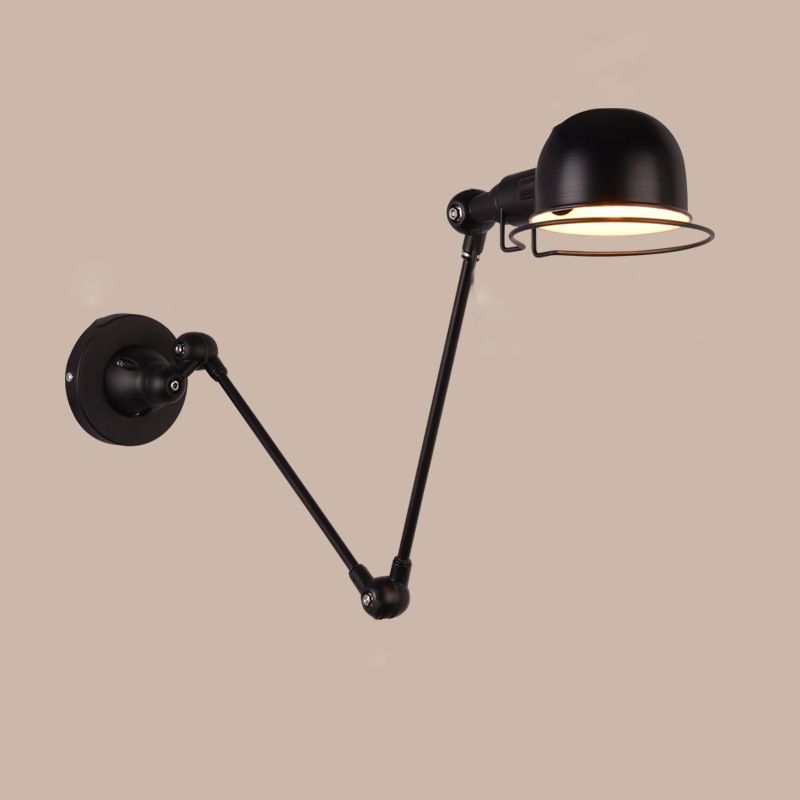 Sirupor Wall Lamp Dome Modern, Metal Arm Adjustable, Black/White, Bedroom