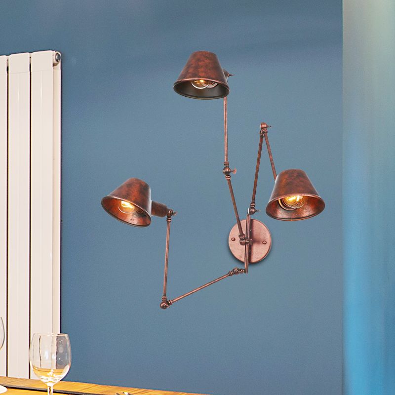 Vepemak Vintage Adjustable Metal Wall Lamp, Black/Rust, Bedroom
