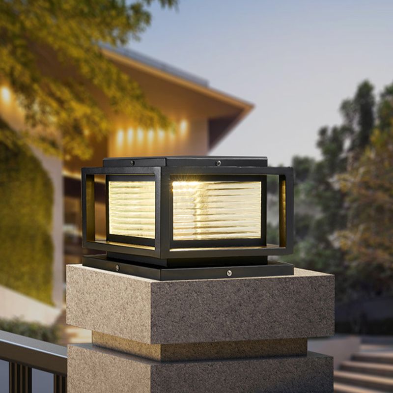 Polokur Contemporary LED Rectangular Metal Outdoor Lamps, Black