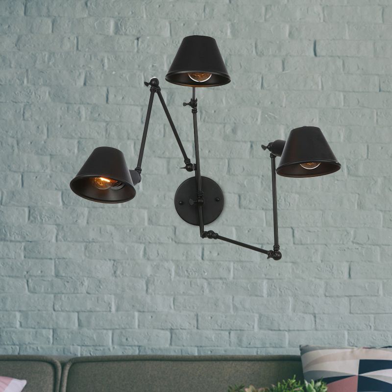 Vepemak Vintage Adjustable Metal Wall Lamp, Black/Rust, Bedroom