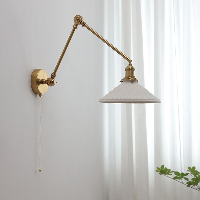 Legikel Wall Lamp Modern Drum Ceramics Metal Adjustable, White