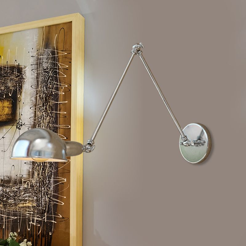 Ligales Wall Lamp Dome Minimalist, Adjustable Metal, Silver, Bedroom