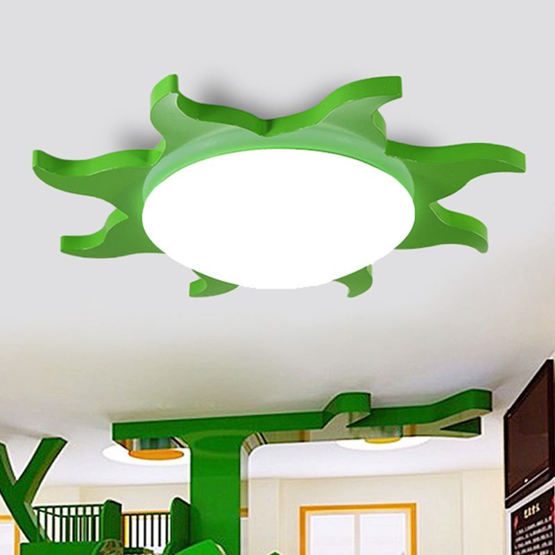 Hedatom Modern Sun Round Flush Mount Ceiling Light, Red/Yellow/Blue/Green, Bedroom