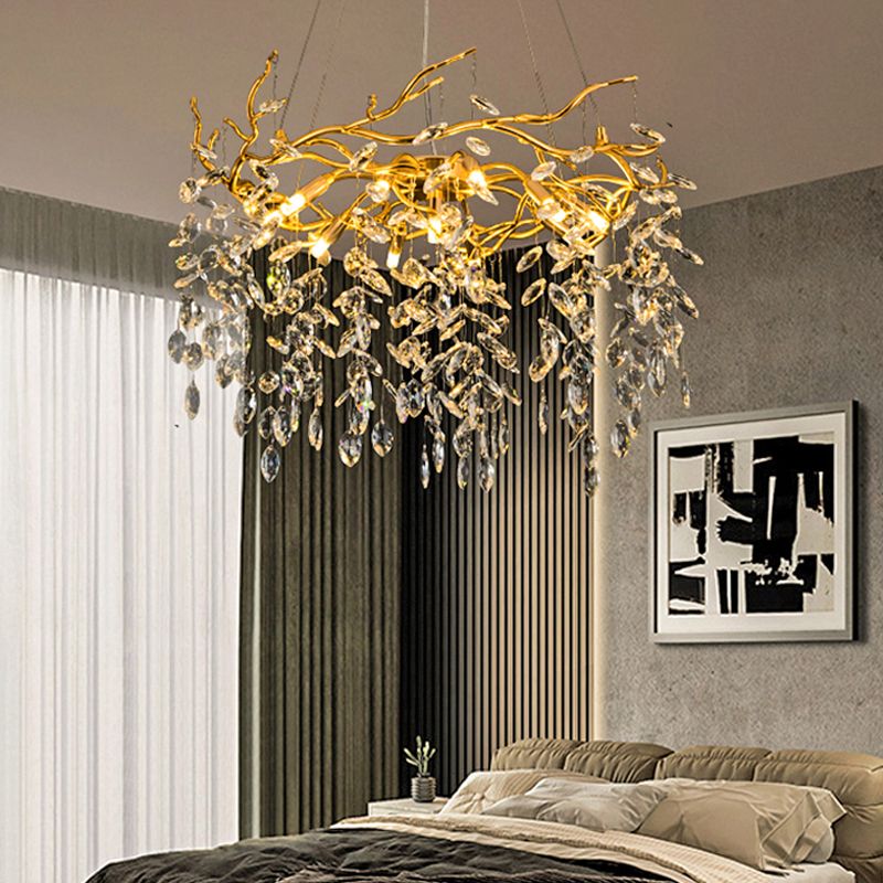 Wonatik Contemporary Gold Glass Crystal Chandelier