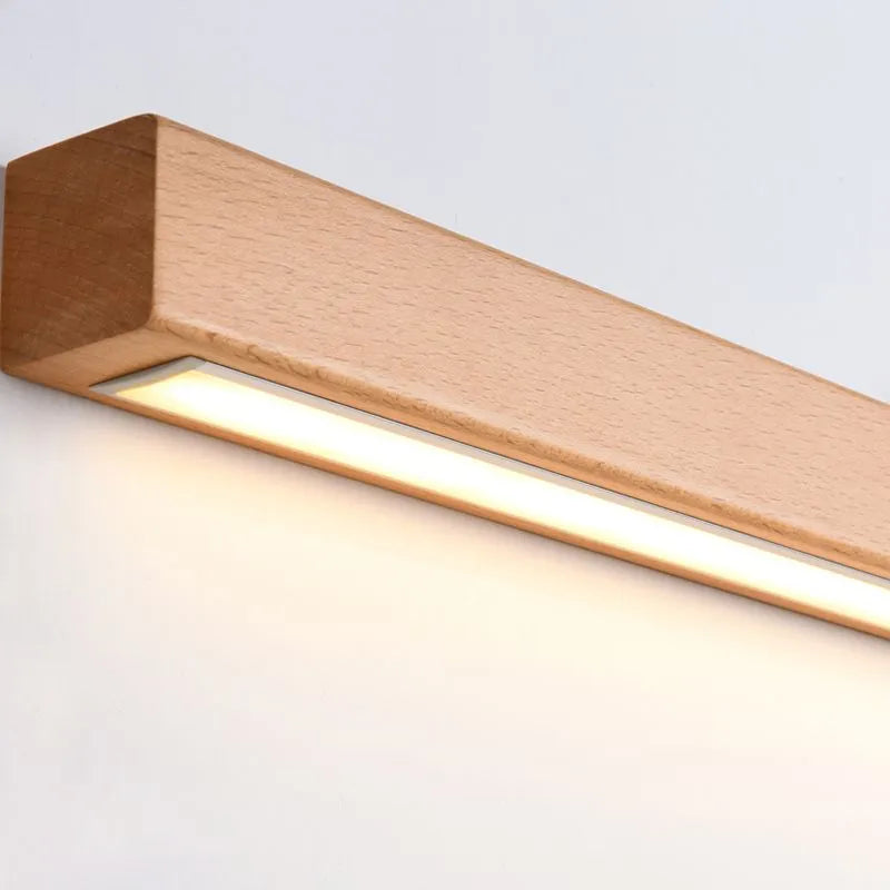 Varelin Wall Lamp Linear Mirror Wooden Front Vanity-Neutral Decor