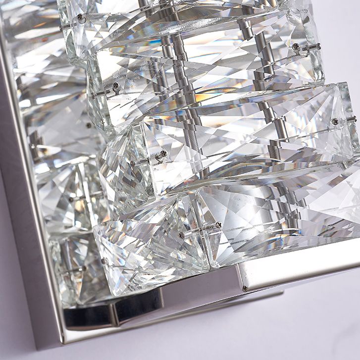 Babegot Modern Rectangular Vanity Metal Crystal LED Wall Lamp