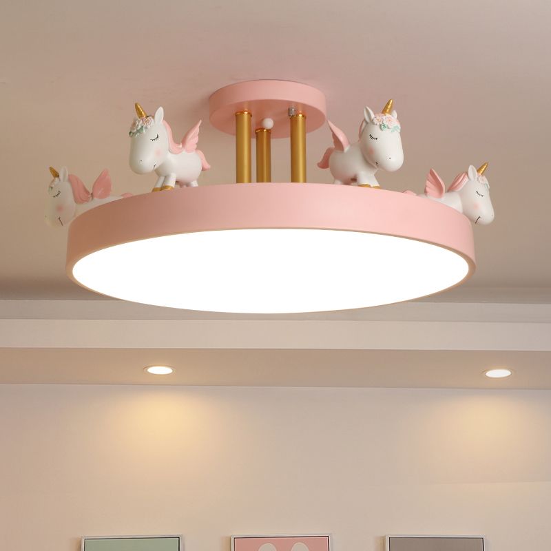 Pakemude Modern Round Unicorn Semi-Flush Mount Ceiling Light