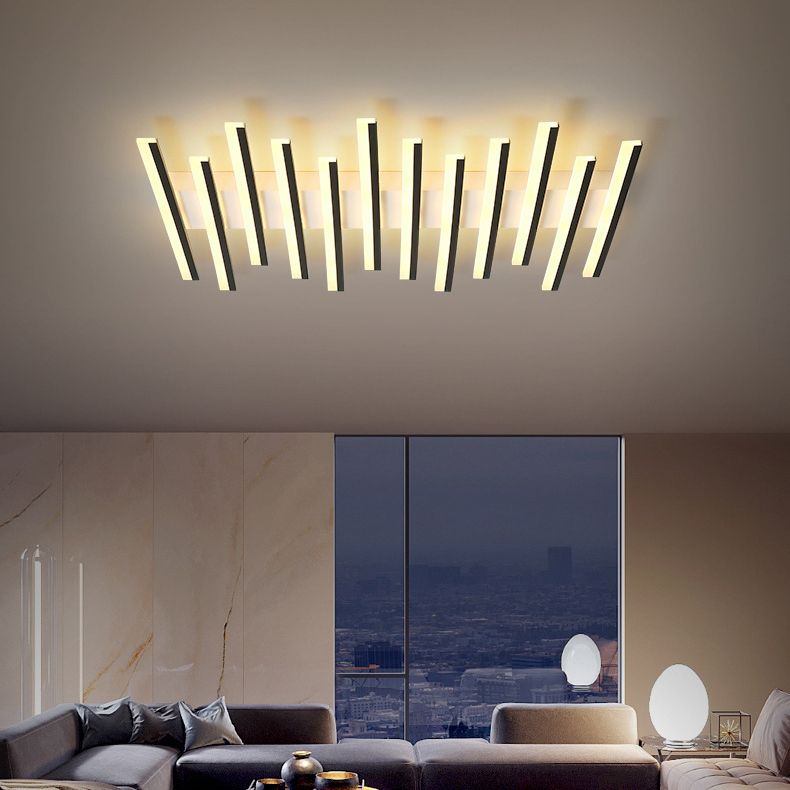 Tegomes Flush Mount Ceiling Light Linear Modern,Wave Black, Living Room