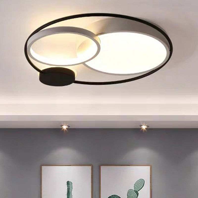 Takavin Modern Circular LED Flush Mount Ceiling Light, Black & White