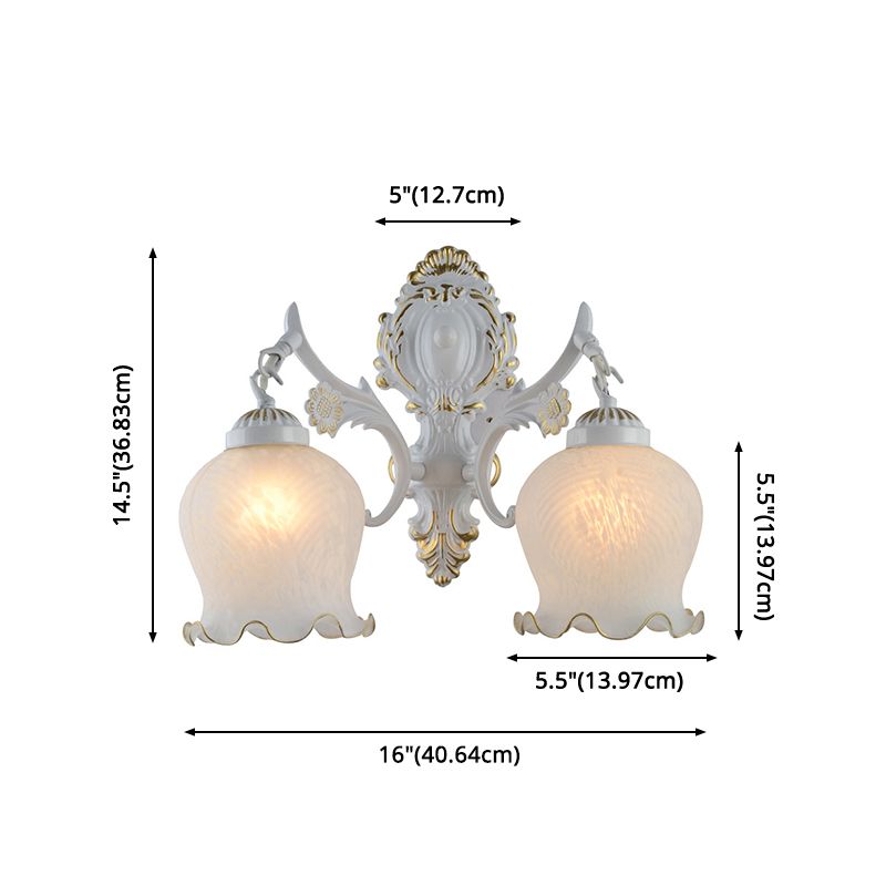 Bigomut Vintage Flower shape Metal&Glass Modern Wall Lamp, White/Bronze