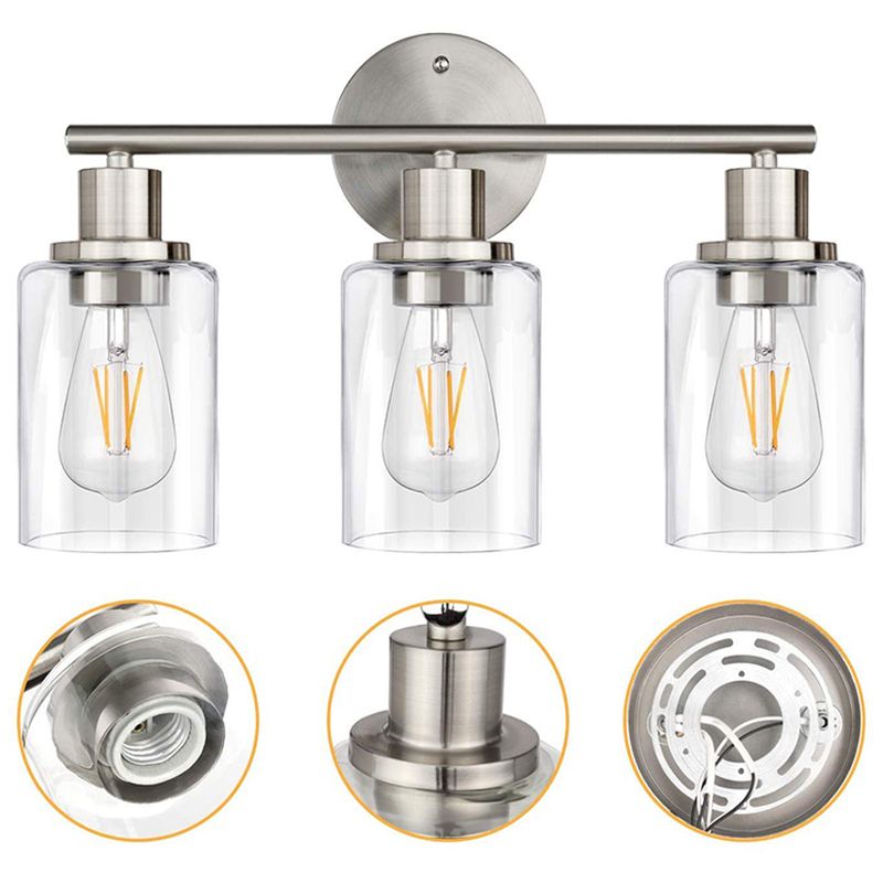 Habumit Modern Cylindrical Metal&Glass Wall Lamp In Living Room, Nickel