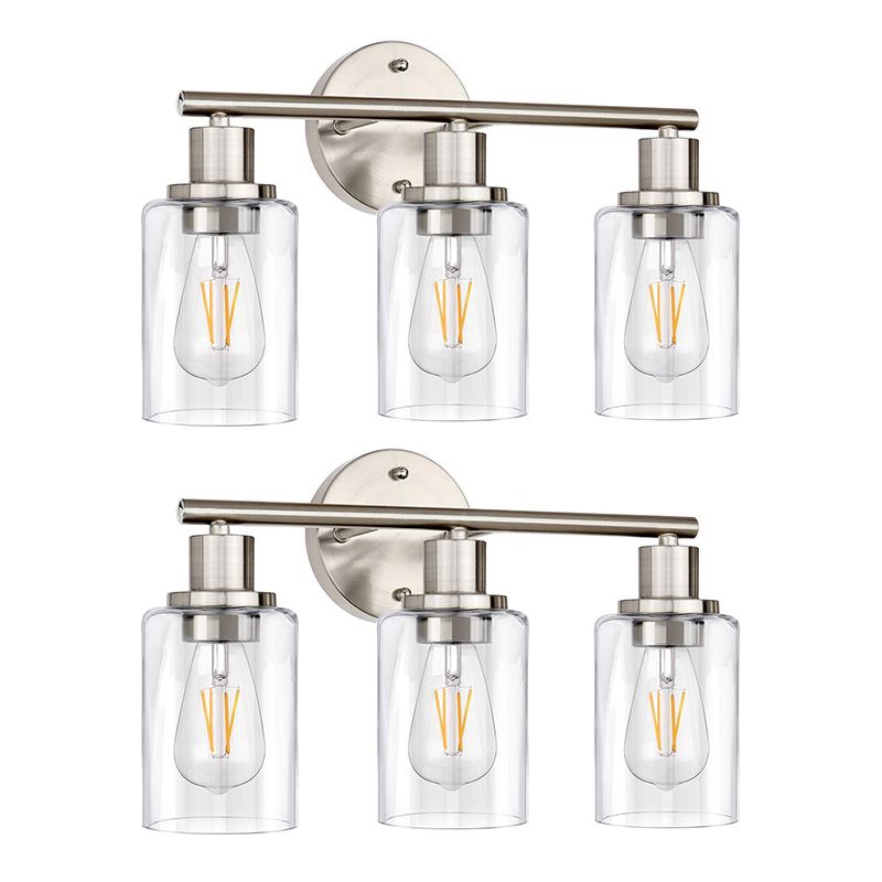 Habumit Modern Cylindrical Metal&Glass Wall Lamp In Living Room, Nickel