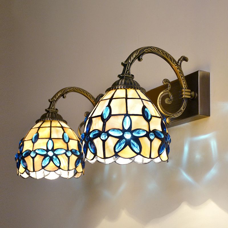 Maditer Vintage Flower Shaped Metal/Glass bedroom wall lamp