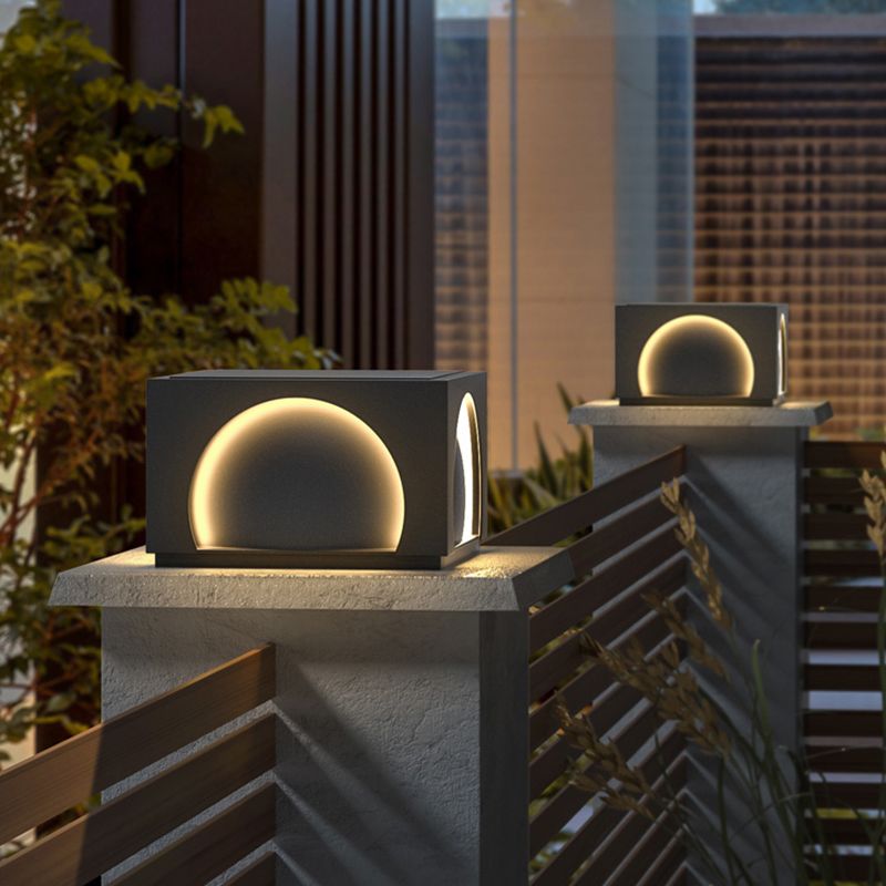 Logoved Modern Rectangular Metal Outdoor Lamps Post, Black