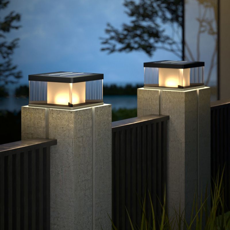 Pupebad Contemporary LED Rectangular Metal Wall Lamp Post, Black