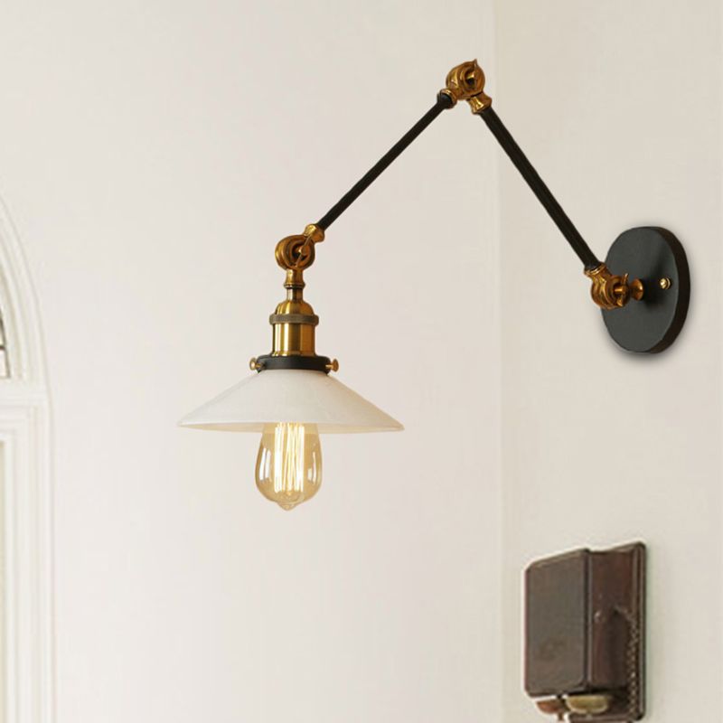 Zikalat Wall Lamp Retro Saucer Lampshade Metal Adjustable 2 Color, Bedroom