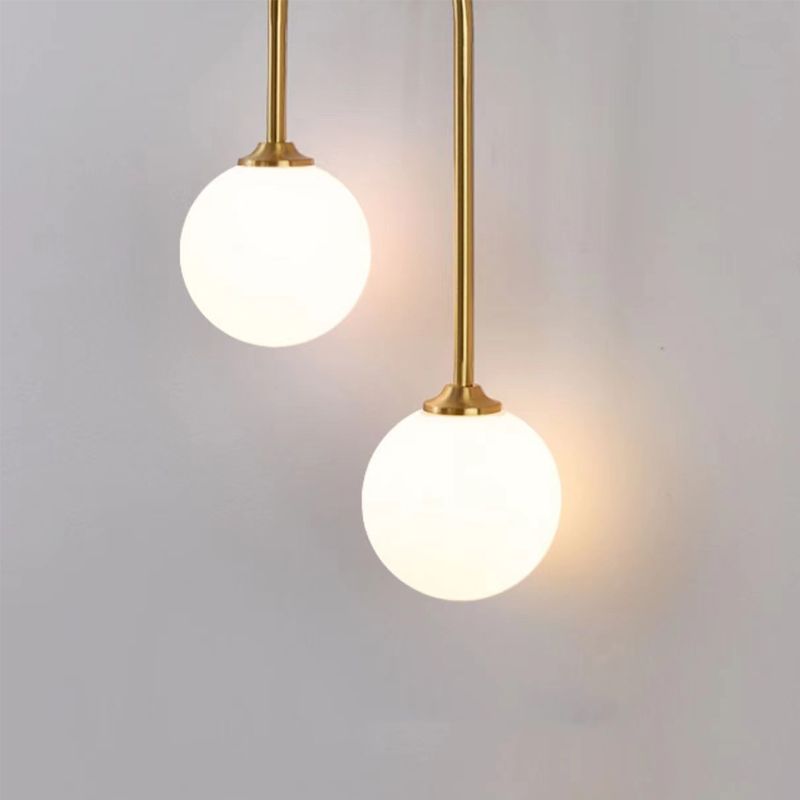 Hanagir Modern Arc Globe Glass Wall Lamp, Brass, Living Room