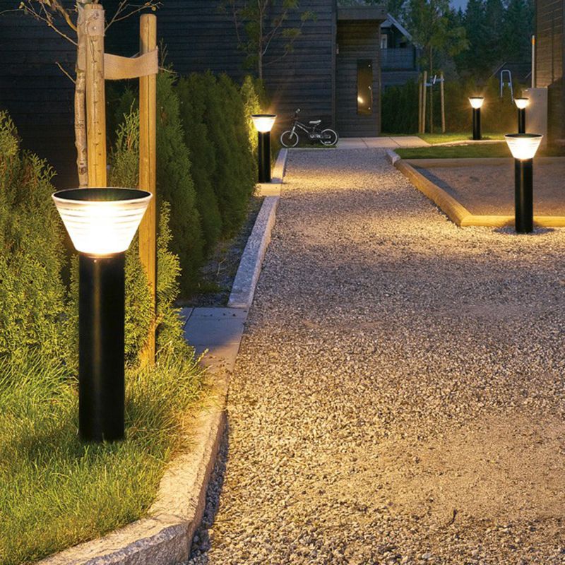 Koboper Modern Conical Solar Outdoor Bollard Light, Black