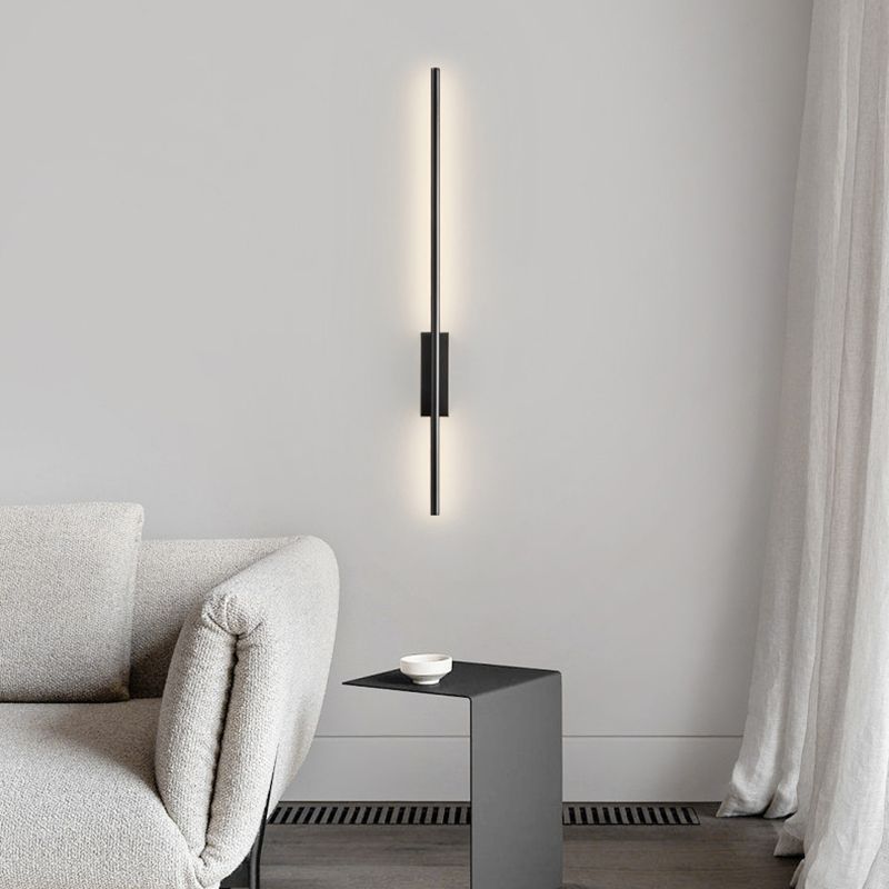 Wegader Modern Linear Metal& Bedroom Wall Lamp, Black/Brass