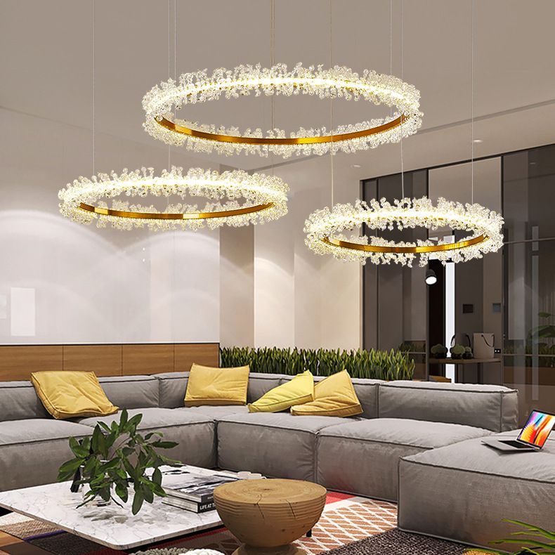 Lomepoda Luxury Circular Crystal Tassel Pendant Light