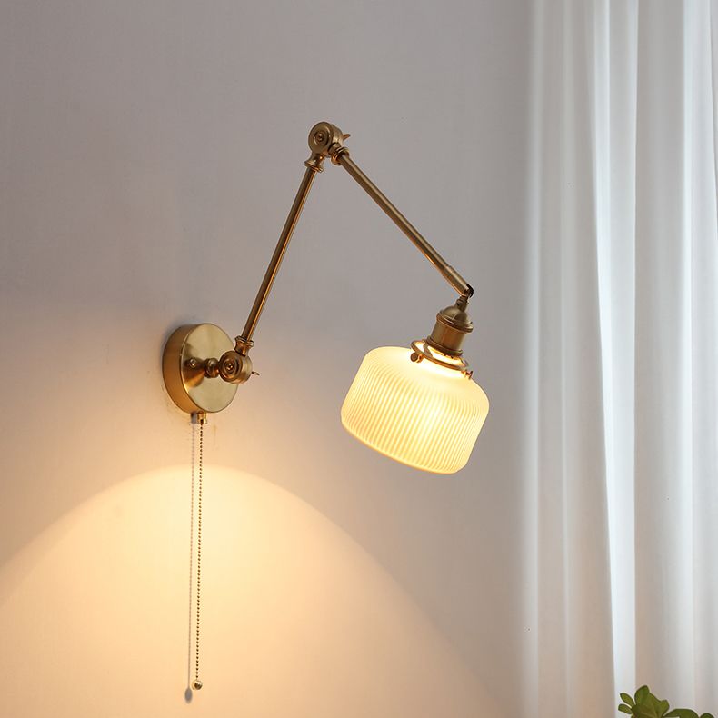 Legikel Wall Lamp Modern Drum Ceramics Metal Adjustable, White