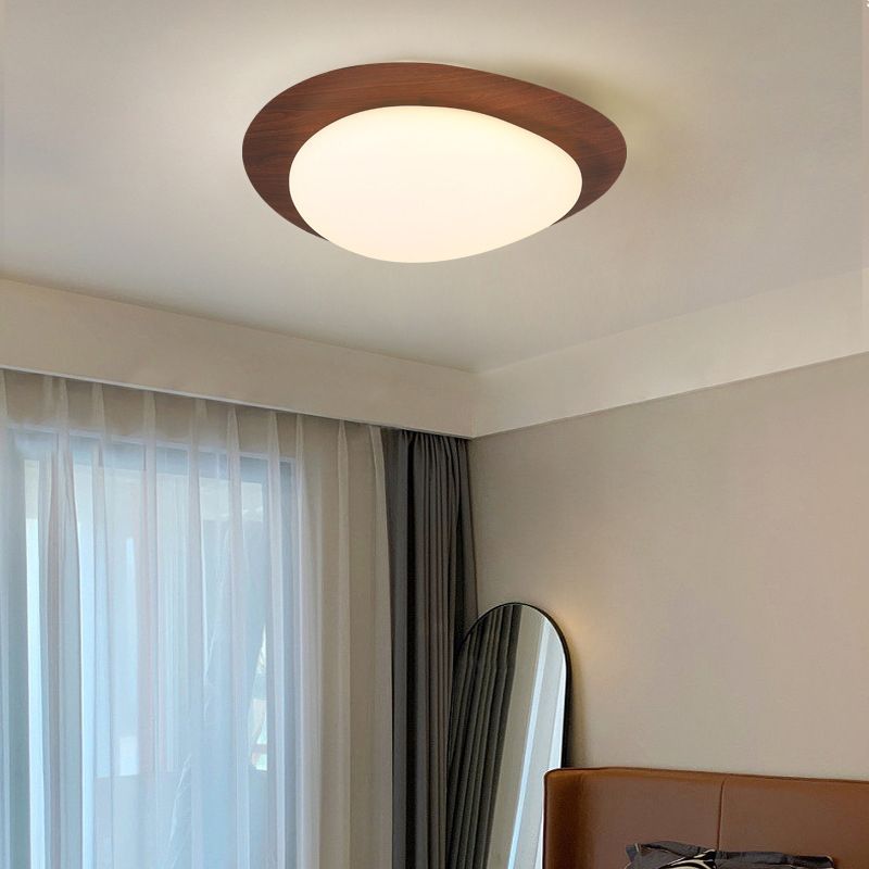 Wotigek Flush Mount Ceiling Light Modern, Metal, Walnut/Natural
