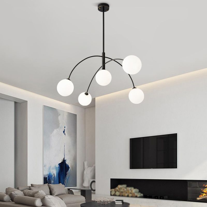 Bekaval Pendant Light Globe Modern, Metal/Glass, Black/Gold, Bedroom