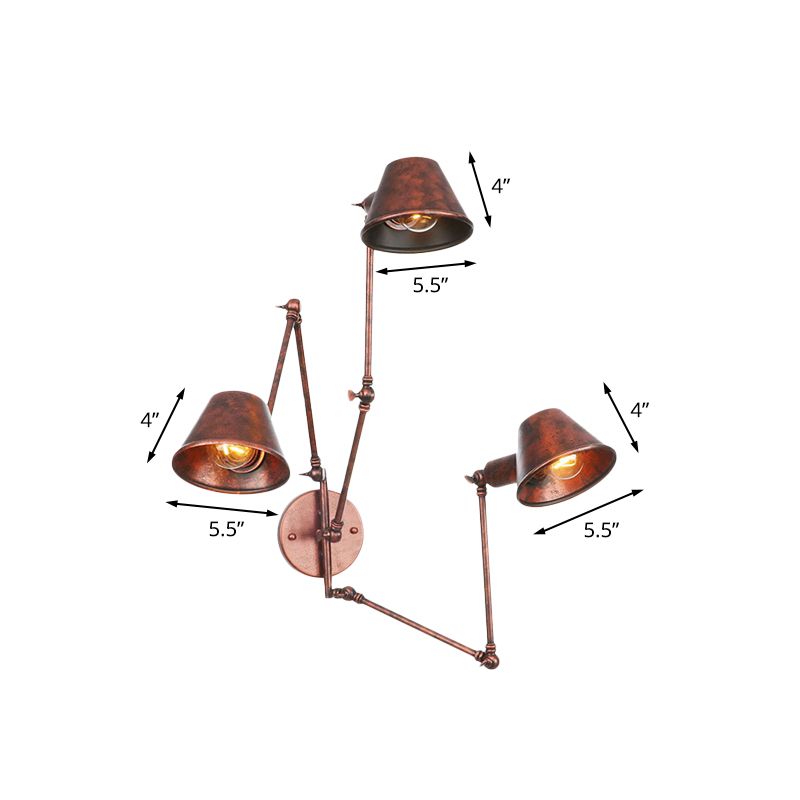Vepemak Vintage Adjustable Metal Wall Lamp, Black/Rust, Bedroom