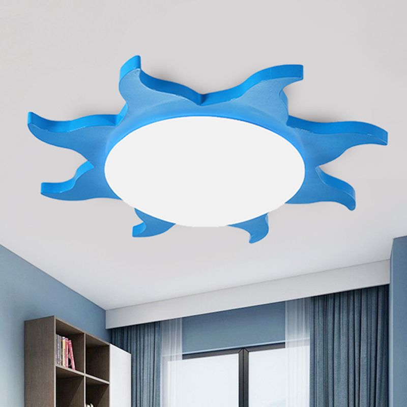 Hedatom Modern Sun Round Flush Mount Ceiling Light, Red/Yellow/Blue/Green, Bedroom