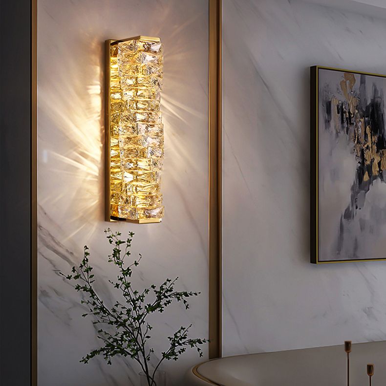 Babegot Modern Rectangular Vanity Metal Crystal LED Wall Lamp