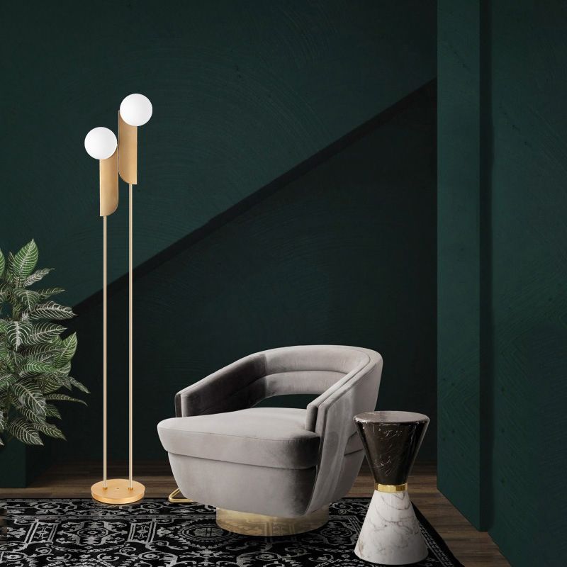Jikubad Minimalist Gold Floor Lamp, Metal, Living room