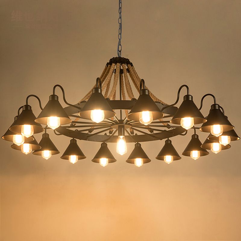 Jopabek Vintage Industrial Rope Chandelier Living Room